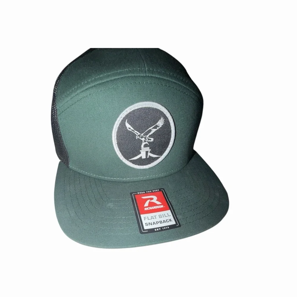 Men's Richardson 112 Trucker Eagle/Hawk Cap Hat Mesh Snapback Green/Black